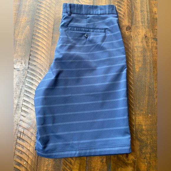 Pebble Beach Other - Pebble Beach Dry Luxe Performance Mens Golf Shorts Blue Striped Sz 36 Flat Front